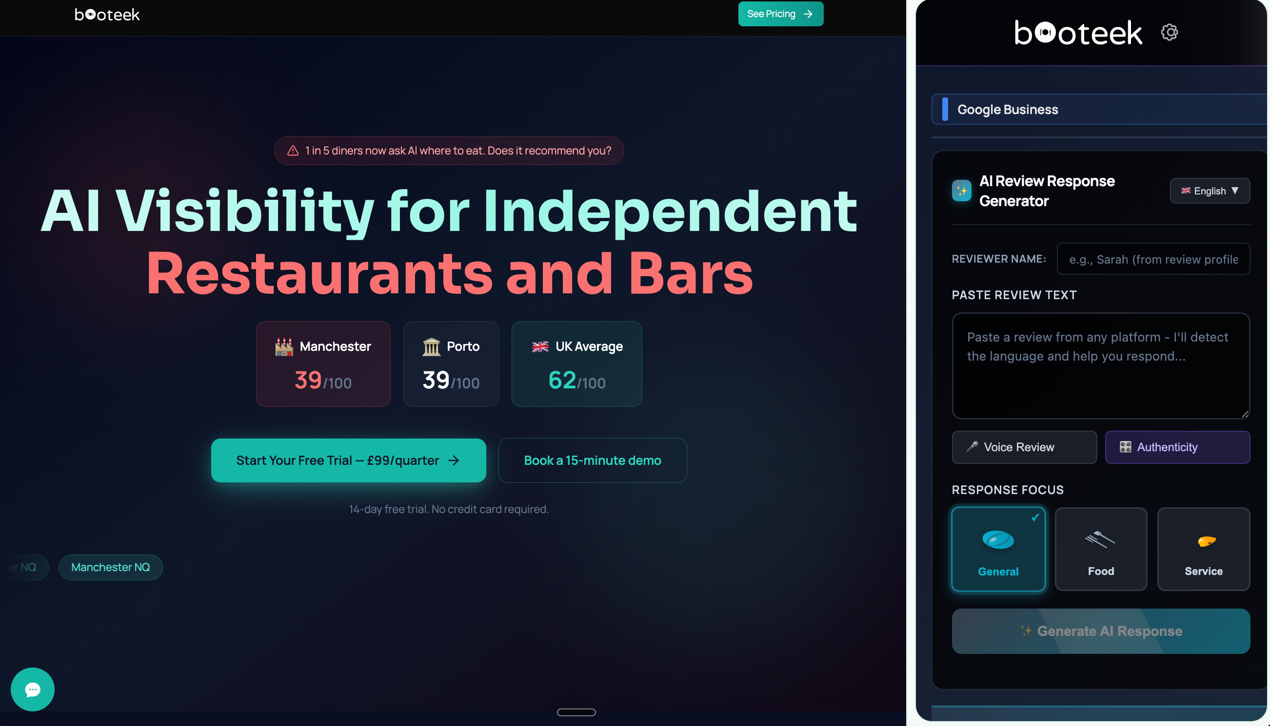 booteek AI – AI visibility solution for independent restaurant and bar owners