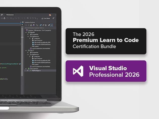 Microsoft Visual Studio Professional 2026 + The Premium Learn to Code Certification Bundle for $49