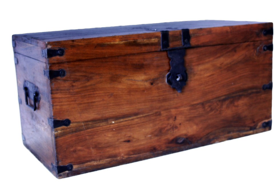 Antique Wooden Storage Chest - Vintage Treasure Box Trunk For Home Decor, Keepsakes, Props - umlconnector.com