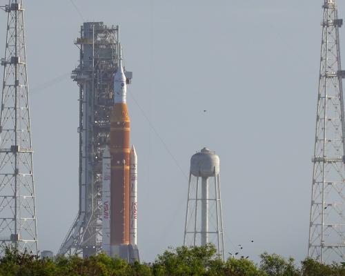 Artemis II, Nasa’s first crewed lunar rocket in more than half a century, prepares for launch – watch and follow live