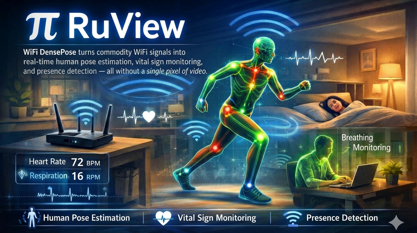 ruvnet/RuView: π RuView: WiFi DensePose turns commodity WiFi signals into real-time human pose estimation, vital sign monitoring, and presence detection — all without a single pixel of video.