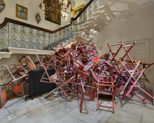 Phyllida Barlow: Disruptor review – sexy latex and gobs of gum as a stately home gets trashed